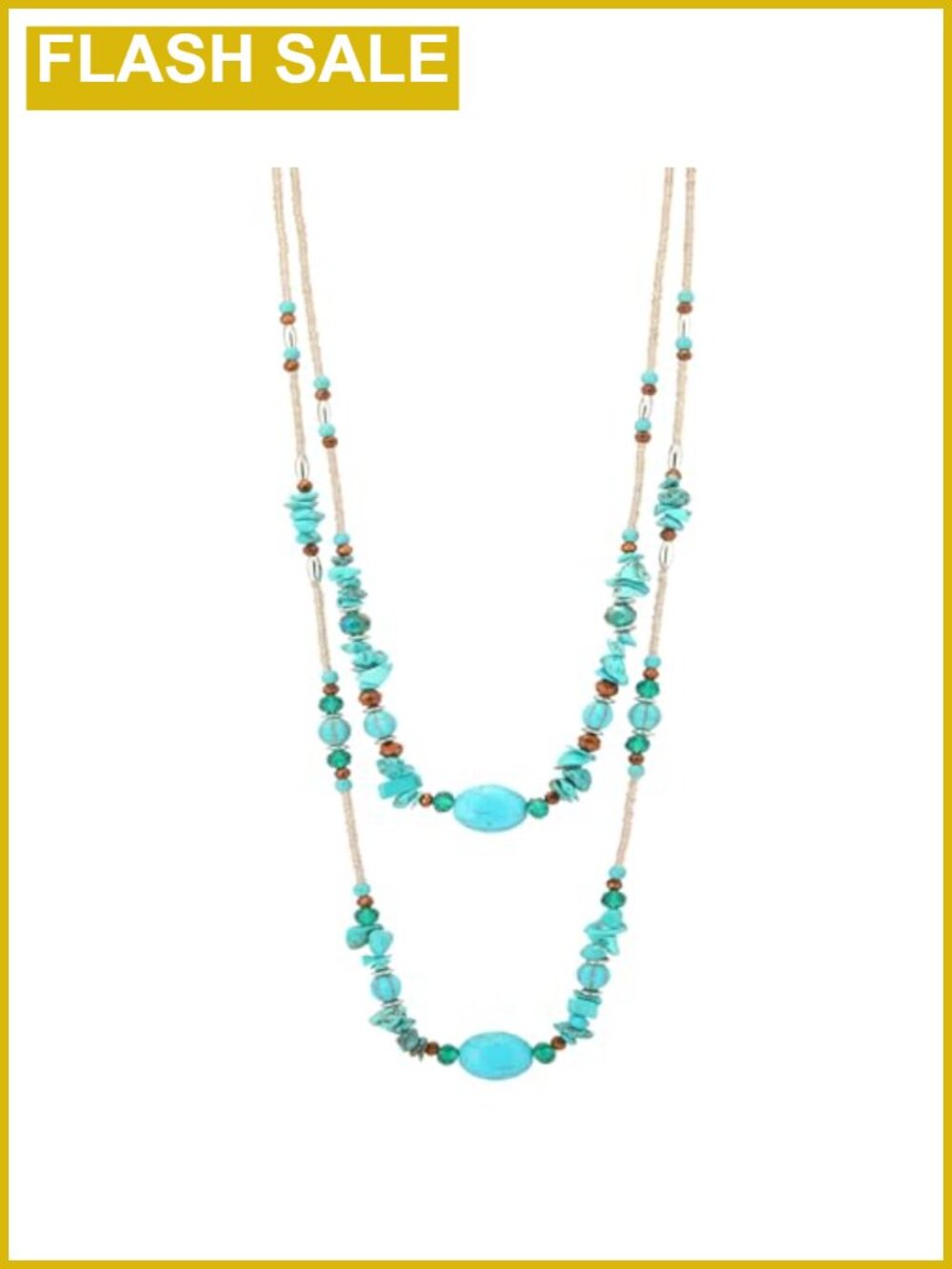 Boho Double Layer Natural Stone Beaded Statement Necklace Mothers Day Gift
